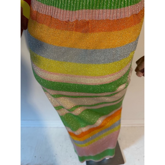 1970s 1960s vintage candy stripe pink wool maxi dress small Banff lurex metallic - Picture 6 of 9